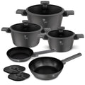 BerlingerHaus Set de Sarten Mat Antraciet 7 Piezas - Cacerola ø 20, 24, 28 cm, Sartén ø 20 & 24 cm - apto para todas las fuentes de calor