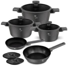 BerlingerHaus Set de Sarten Mat Antraciet 7 Piezas - Cacerola ø 20, 24, 28 cm, Sartén ø 20 & 24 cm - apto para todas las fuentes de calor
