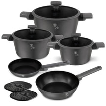 BerlingerHaus Set de Sarten Mat Antraciet 7 Piezas - Cacerola ø 20, 24, 28 cm, Sartén ø 20 & 24 cm - apto para todas las fuentes de calor