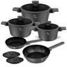 BerlingerHaus Set de Sarten Mat Antraciet 7 Piezas - Cacerola ø 20, 24, 28 cm, Sartén ø 20 & 24 cm - apto para todas las fuentes de calor
