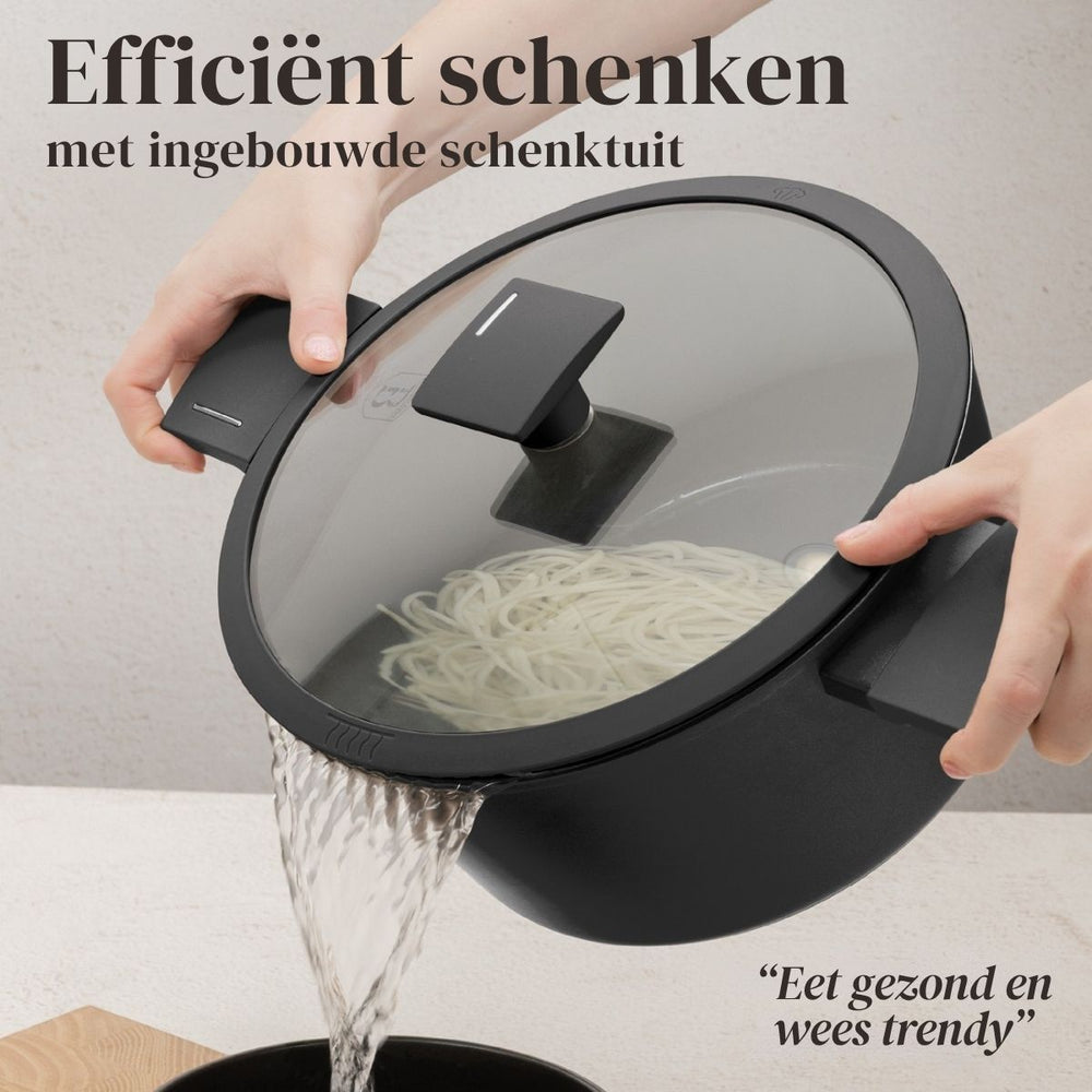 BerlingerHaus Set de Sarten Mat Antraciet 7 Piezas - Cacerola ø 20, 24, 28 cm, Sartén ø 20 & 24 cm - apto para todas las fuentes de calor
