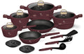 BerlingerHaus Pannenset Mat Bordeaux 11-Delig - Kookpan ø 20, 24, 28 cm, Koekenpan ø 24, 28 cm & Steelpan ø 16 cm - adecuado para todas las fuentes de calor