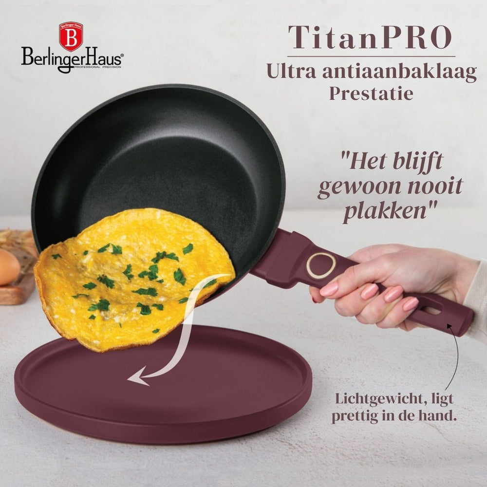 BerlingerHaus Pannenset Mat Bordeaux 11-Delig - Kookpan ø 20, 24, 28 cm, Koekenpan ø 24, 28 cm & Steelpan ø 16 cm - adecuado para todas las fuentes de calor