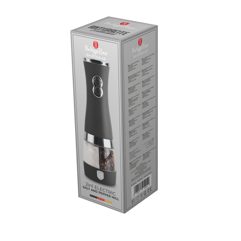 BerlingerHaus molinillo de pimienta y sal eléctrico mate antracita - 2-en-1 - molinillo de cerámica