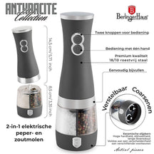 BerlingerHaus molinillo de pimienta y sal eléctrico mate antracita - 2-en-1 - molinillo de cerámica