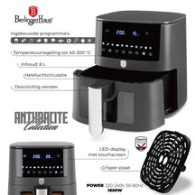 BerlingerHaus Airfryer XXXL Mat Antraciet - con ventana - 8 litros - 1650W