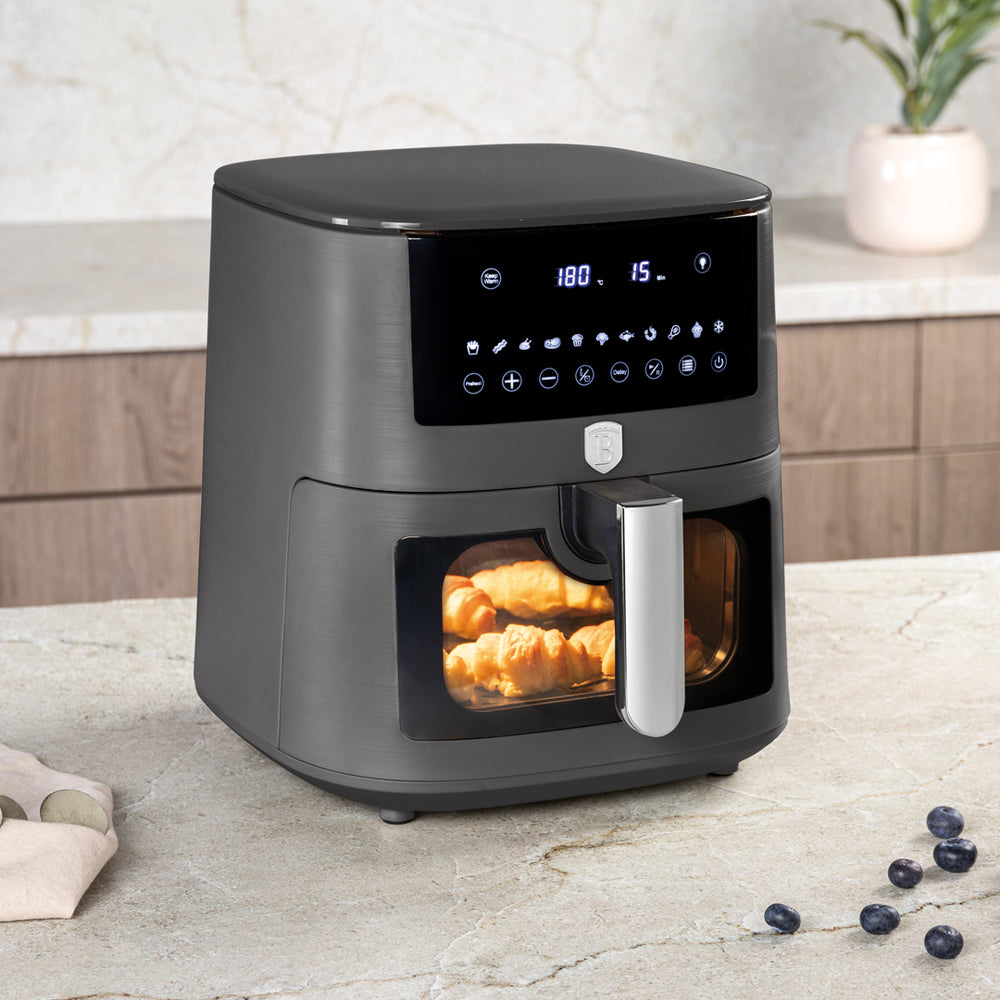 BerlingerHaus Airfryer XXXL Mat Antraciet - con ventana - 8 litros - 1650W