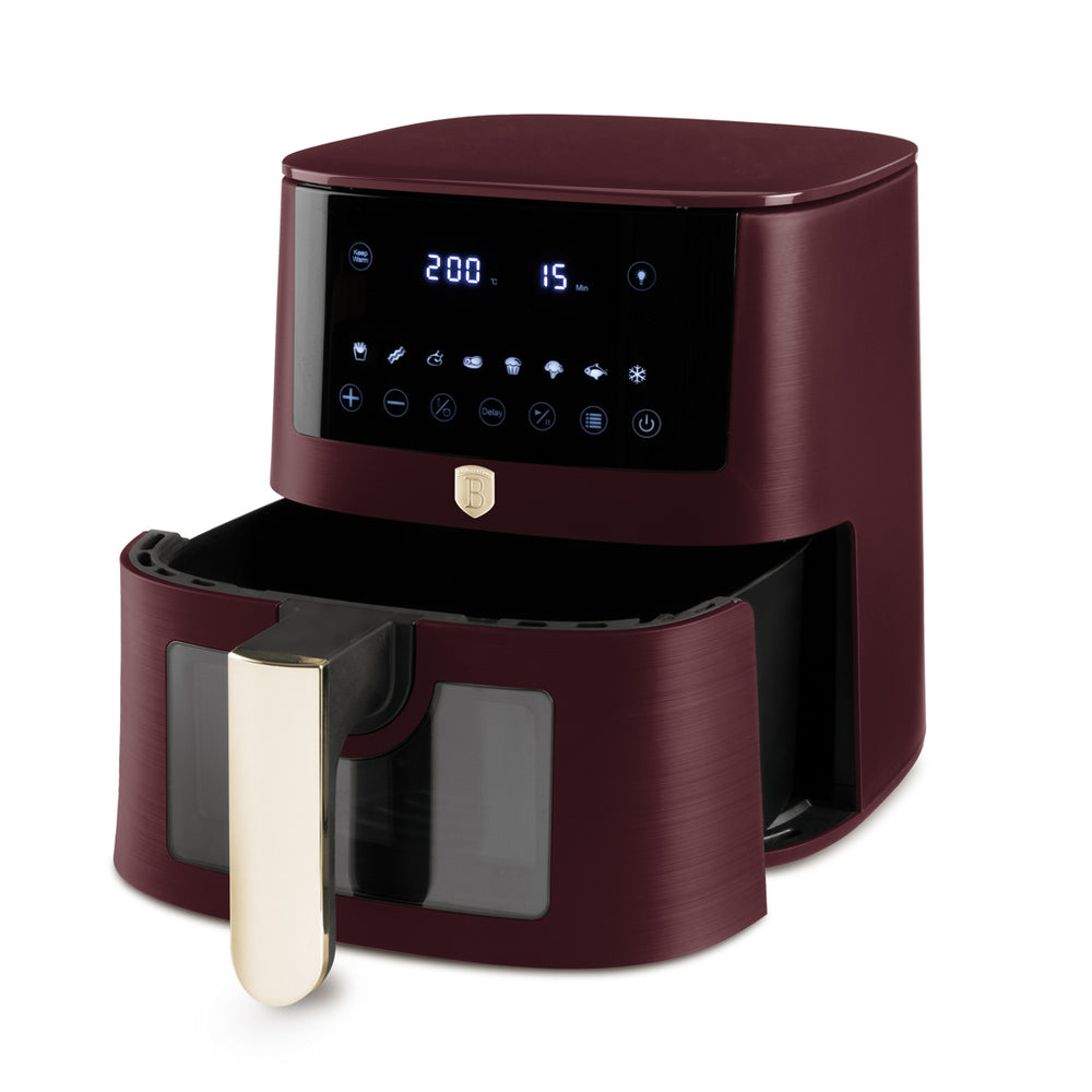 BerlingerHaus Airfryer XL Mate Burdeos - con Ventana de Visualización - 5 Litros - 1400W