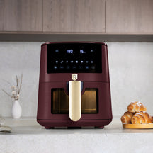 BerlingerHaus Airfryer XL Mate Burdeos - con Ventana de Visualización - 5 Litros - 1400W