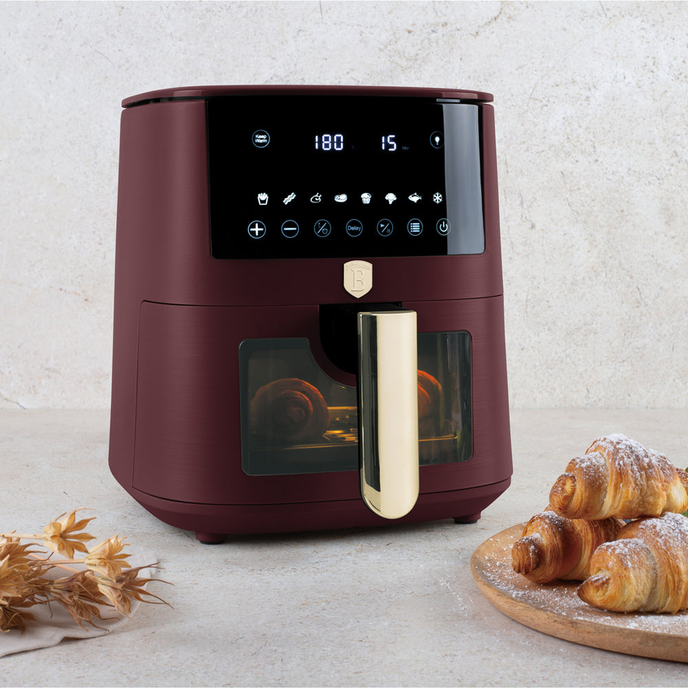 BerlingerHaus Airfryer XL Mate Burdeos - con Ventana de Visualización - 5 Litros - 1400W