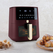 BerlingerHaus Airfryer XL Mate Burdeos - con Ventana de Visualización - 5 Litros - 1400W