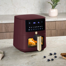 BerlingerHaus Airfryer XL Mate Burdeos - con Ventana de Visualización - 5 Litros - 1400W