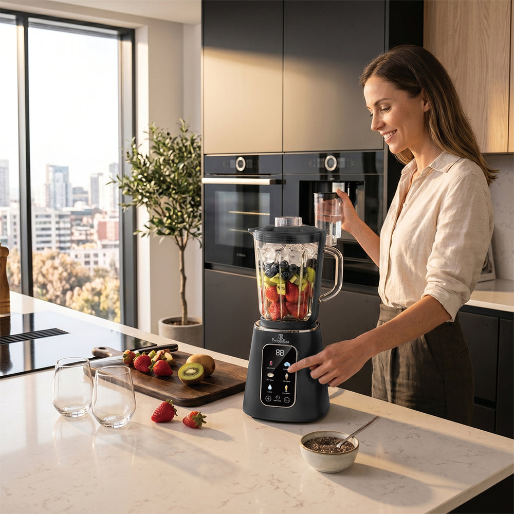 BerlingerHaus batidora digital mate antracita - jarra de vidrio - 1.5 litros - 1000W