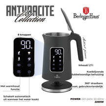 BerlingerHaus kettle Digital Mat Antraciet - Temperature setting - 1.7 liter - 2200W