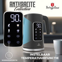 BerlingerHaus kettle Digital Mat Antraciet - Temperature setting - 1.7 liter - 2200W