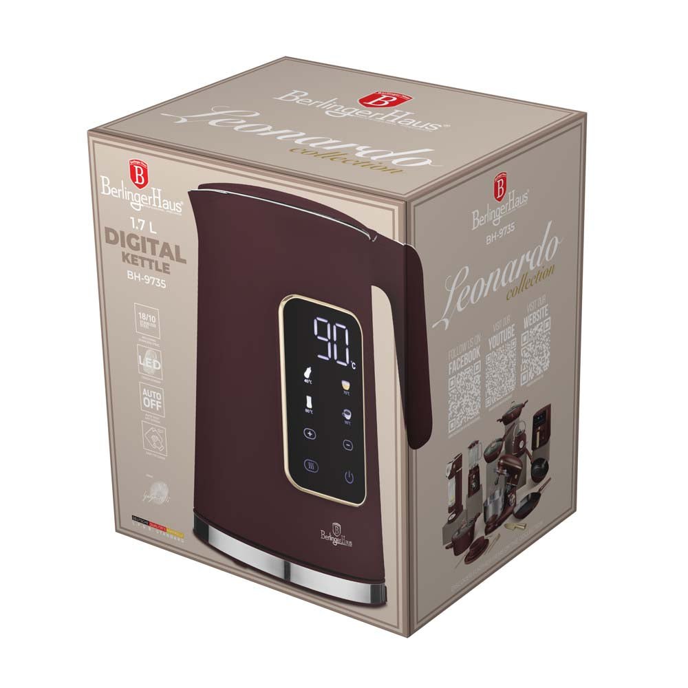 BerlingerHaus hervidor digital mate burdeos - ajuste de temperatura - 1.7 litros - 2200W