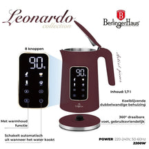 BerlingerHaus hervidor digital mate burdeos - ajuste de temperatura - 1.7 litros - 2200W