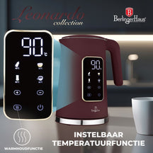 BerlingerHaus hervidor digital mate burdeos - ajuste de temperatura - 1.7 litros - 2200W