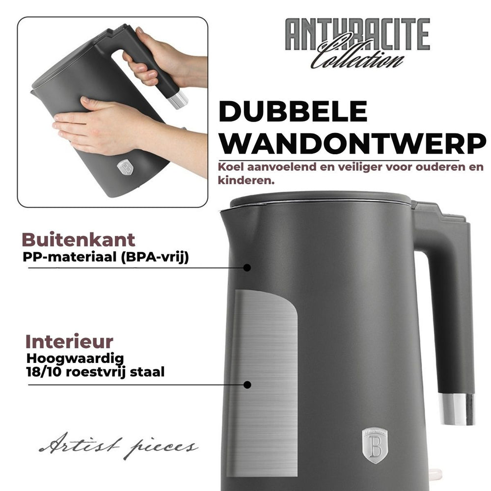 BerlingerHaus kettle Doble pared mate antracita - 1.7 litros - 1800W