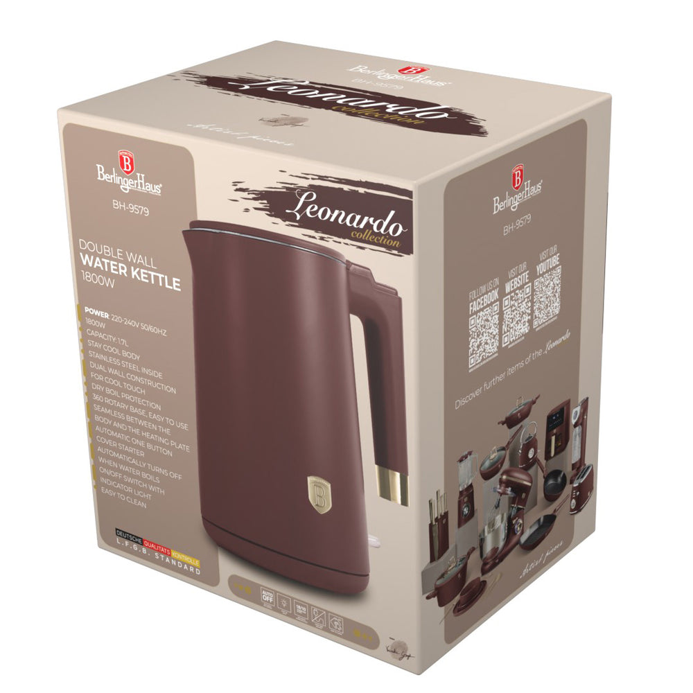 BerlingerHaus kettle Doble pared mate burdeos - 1.7 litros - 1800W