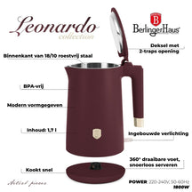 BerlingerHaus kettle Doble pared mate burdeos - 1.7 litros - 1800W