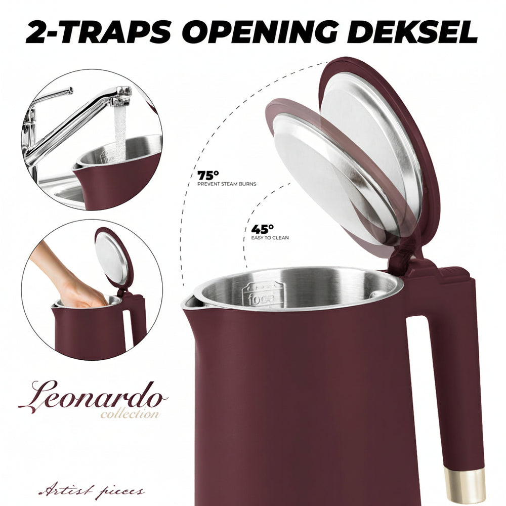 BerlingerHaus kettle Doble pared mate burdeos - 1.7 litros - 1800W