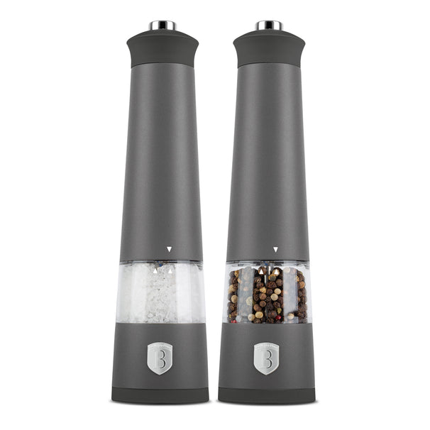 BerlingerHaus Set de molinillos de pimienta y sal eléctrico mate antracita - molino de cerámica - 2 piezas