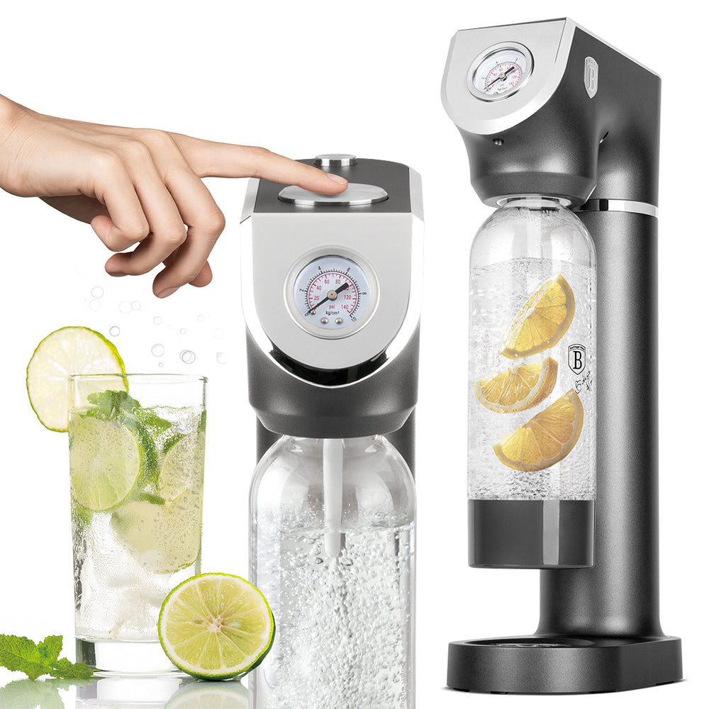 BerlingerHaus máquina de agua con gas Mat Antraciet - Barómetro - Incluye 2 botellas