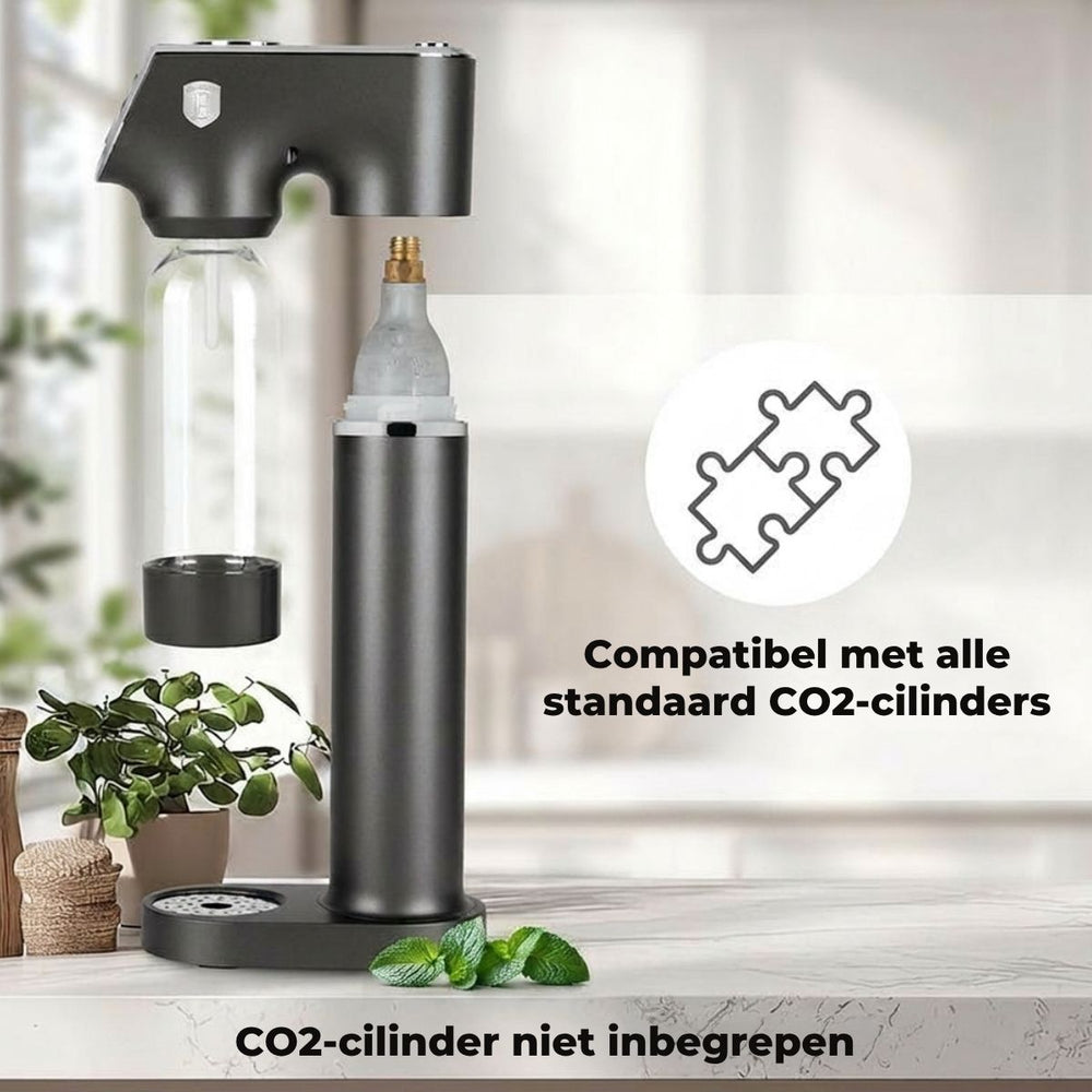BerlingerHaus máquina de agua con gas Mat Antraciet - Barómetro - Incluye 2 botellas