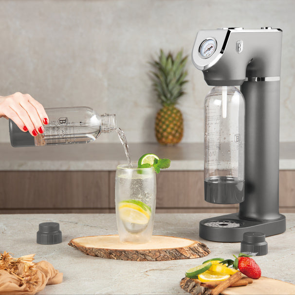BerlingerHaus máquina de agua con gas Mat Antraciet - Barómetro - Incluye 2 botellas