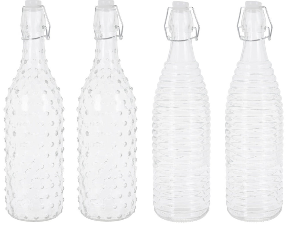 Cookinglife Botellas con Cierre de Abrazadera Dots & Lines - 1 Litro - 4 piezas