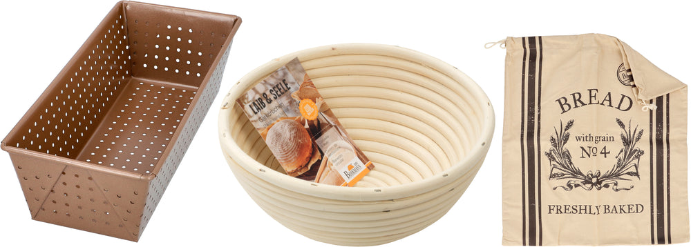 Set para hornear pan / Molde para pan - Cesta para fermentar - Bolsa para pan - Laib & Seele 3 piezas