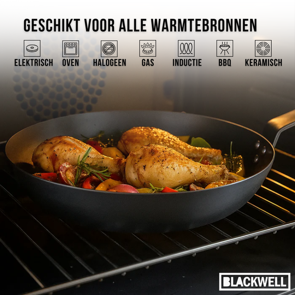 Blackwell Sartén de acero al carbono ø 20 cm - apta para todas las fuentes de calor - sin recubrimiento antiadherente