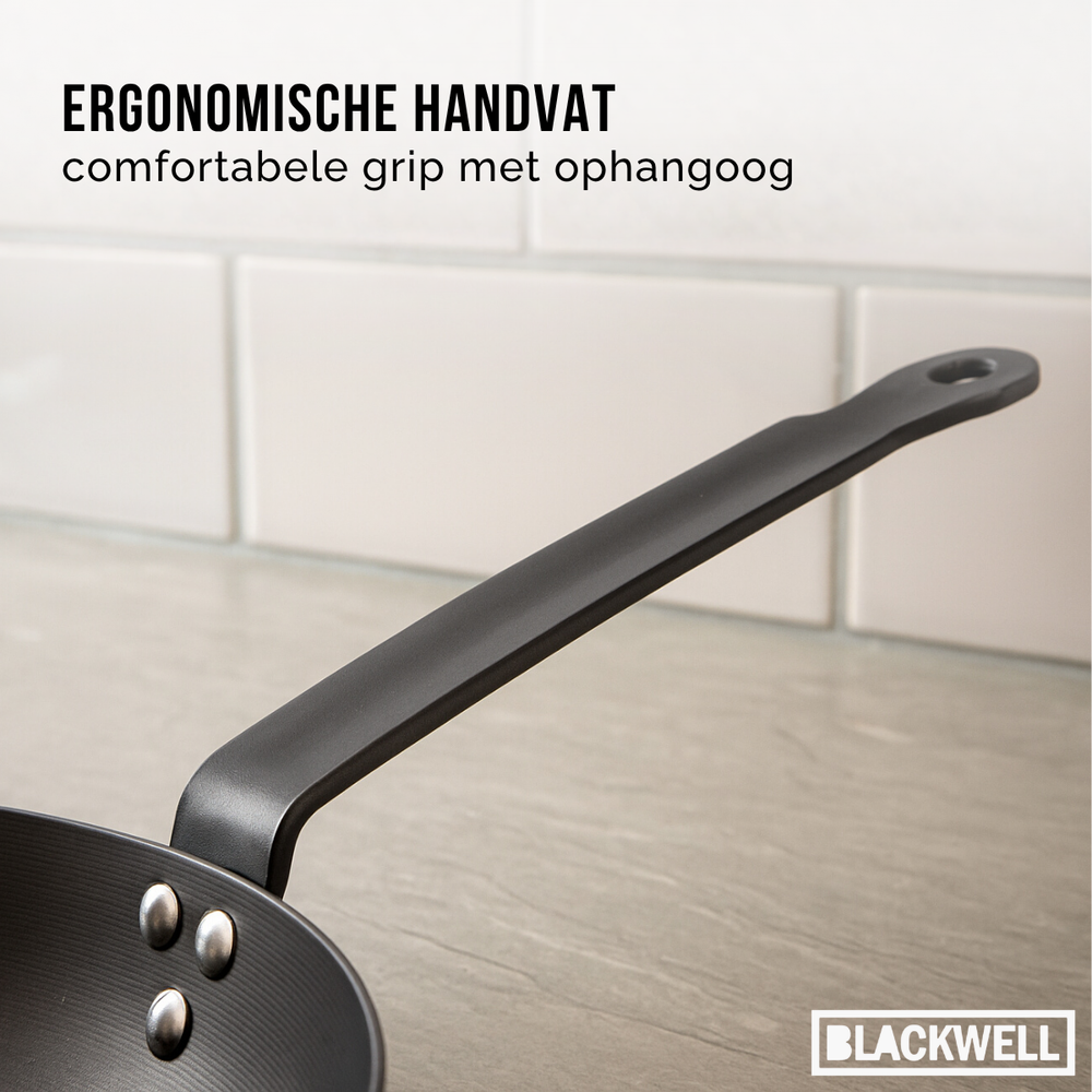 Blackwell Sartén de acero al carbono ø 20 cm - apta para todas las fuentes de calor - sin recubrimiento antiadherente