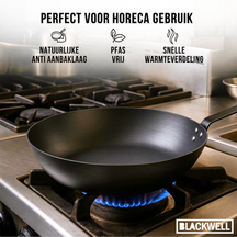 Wok Blackwell de acero al carbono ø 30 cm - apto para todas las fuentes de calor - sin recubrimiento antiadherente