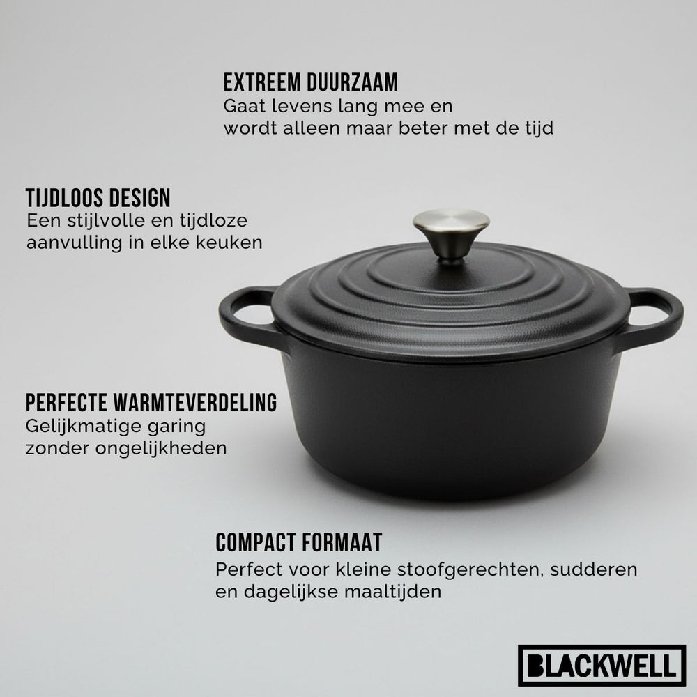 Blackwell cacerola con tapa cast iron hierro fundido ø 20 cm - sin antiadherente