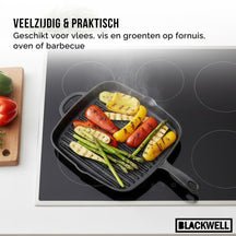 Blackwell grillpan hierro fundido - 26 x 26 cm - geschikt voor alle warmtebronnen - zonder anti-aanbaklaag