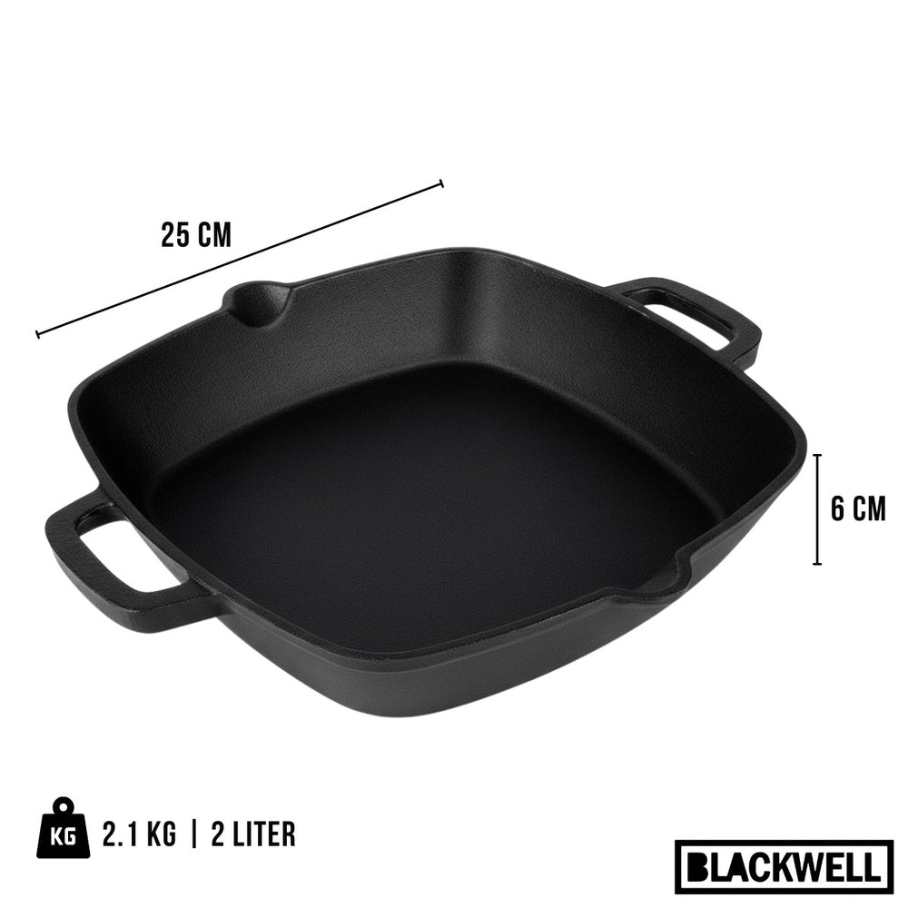 Fuente para horno Blackwell de hierro fundido - 25 x 25 cm / 2 litros - sin capa antiadherente