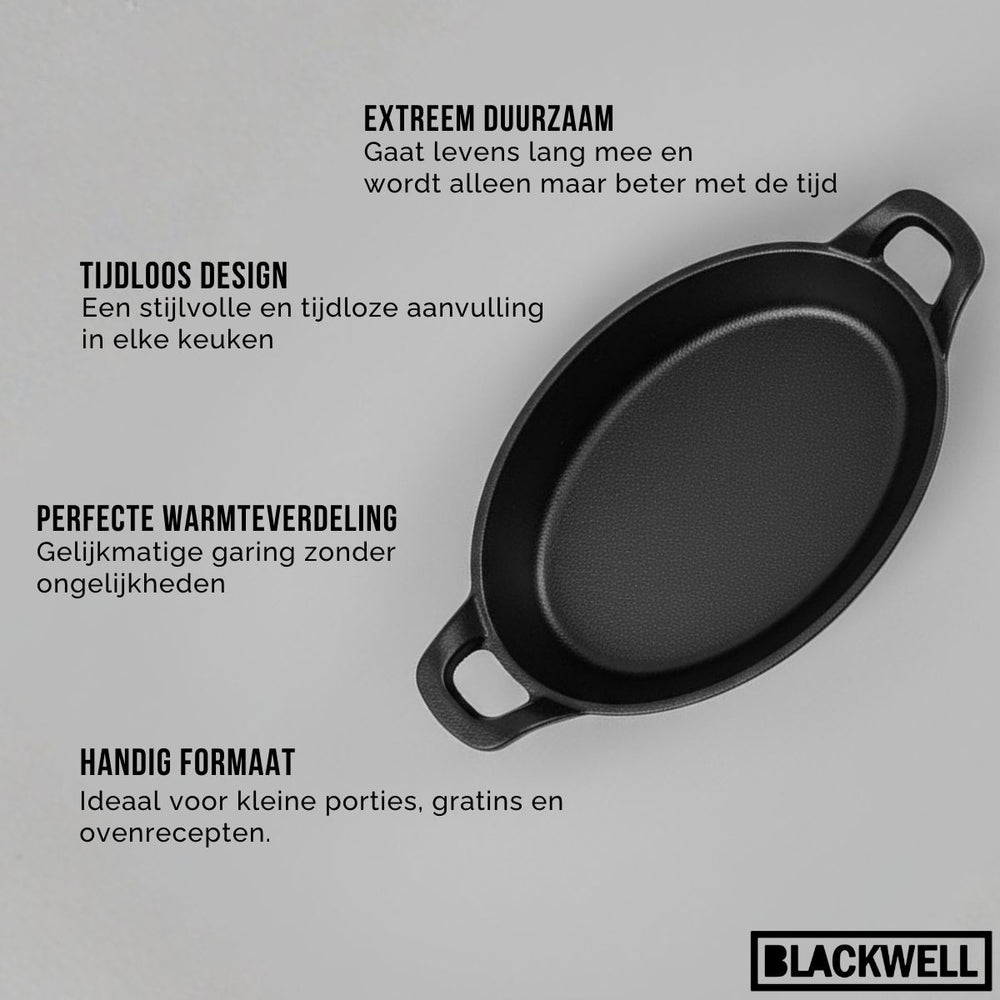 Fuente para horno Blackwell de hierro fundido ovalada 21 x 15 x 4 cm - sin capa antiadherente