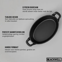 Fuente para horno Blackwell de hierro fundido ovalada 21 x 15 x 4 cm - sin capa antiadherente