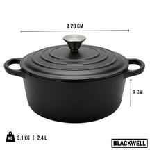 Blackwell cacerola con tapa cast iron hierro fundido ø 20 cm - sin antiadherente