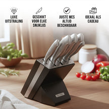 Bloque de cuchillos Blackwell - Noire - Cuchillo de chef, cuchillo santoku, cuchillo de pan, cuchillo de oficina y cuchillo pelador 6 piezas