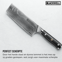 Cuchillo Nakiri Blackwell para verduras estilo japonés - 67 capas de acero damasco - VG10 - 17,5 cm