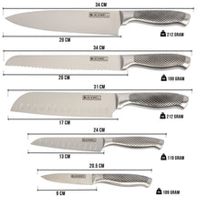 Bloque de cuchillos Blackwell - Noire - Cuchillo de chef, cuchillo santoku, cuchillo de pan, cuchillo de oficina y cuchillo pelador 6 piezas