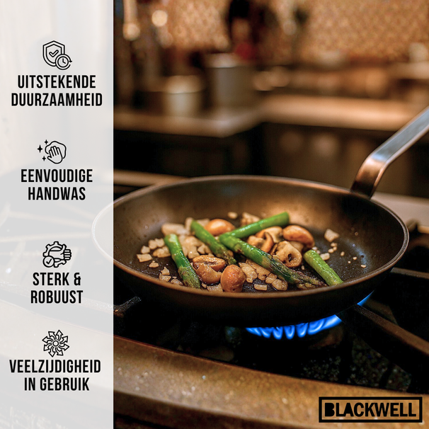 Sartén Blackwell de acero laminado - Sartén Lyonnaise - ø 32 cm - apto para todas las fuentes de calor - sin recubrimiento antiadherente