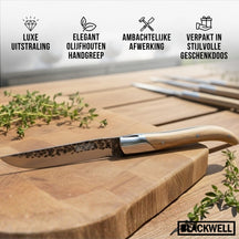 Cuchillos de bistec Blackwell Laguiole - Raw Black Lemmet - Madera de olivo - 6 piezas