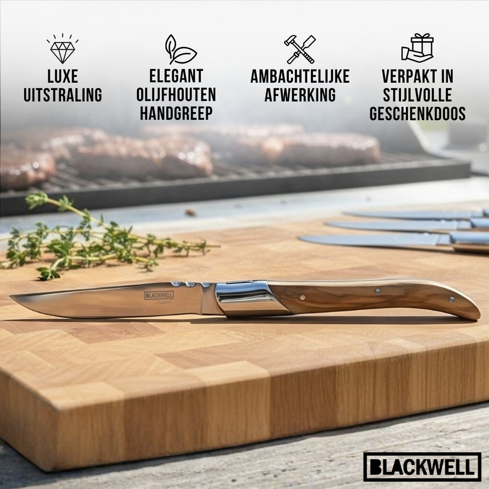 Blackwell Cuchillos para steak Laguiole - Madera de olivo - 6 Piezas