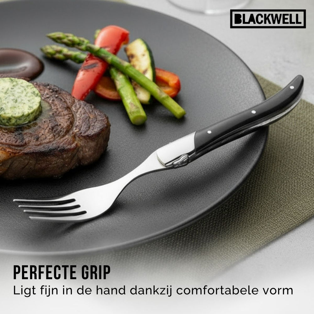 Cubiertos para steak Blackwell Laguiole - Cuchillos y tenedores para steak - Madera de pakka - 12 unidades