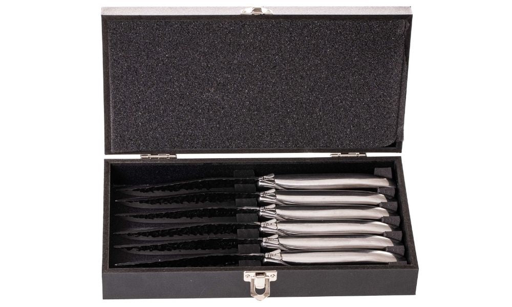 Blackwell Cuchillos para steak Laguiole - Hoja Raw Black - Acero inoxidable - 6 Piezas