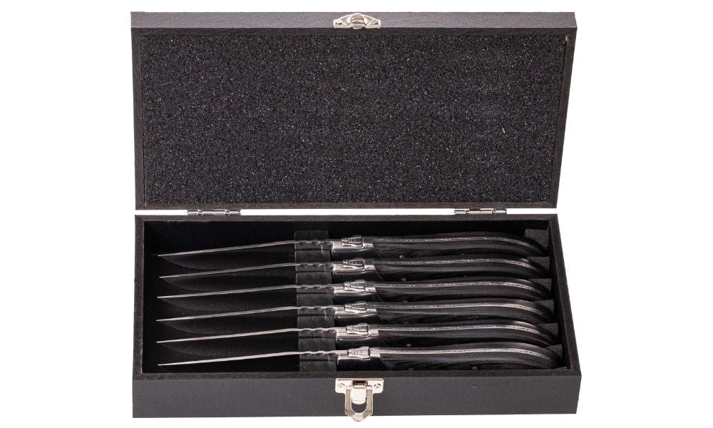 Cubiertos para steak Blackwell Laguiole - Cuchillos y tenedores para steak - Madera de pakka - 12 unidades